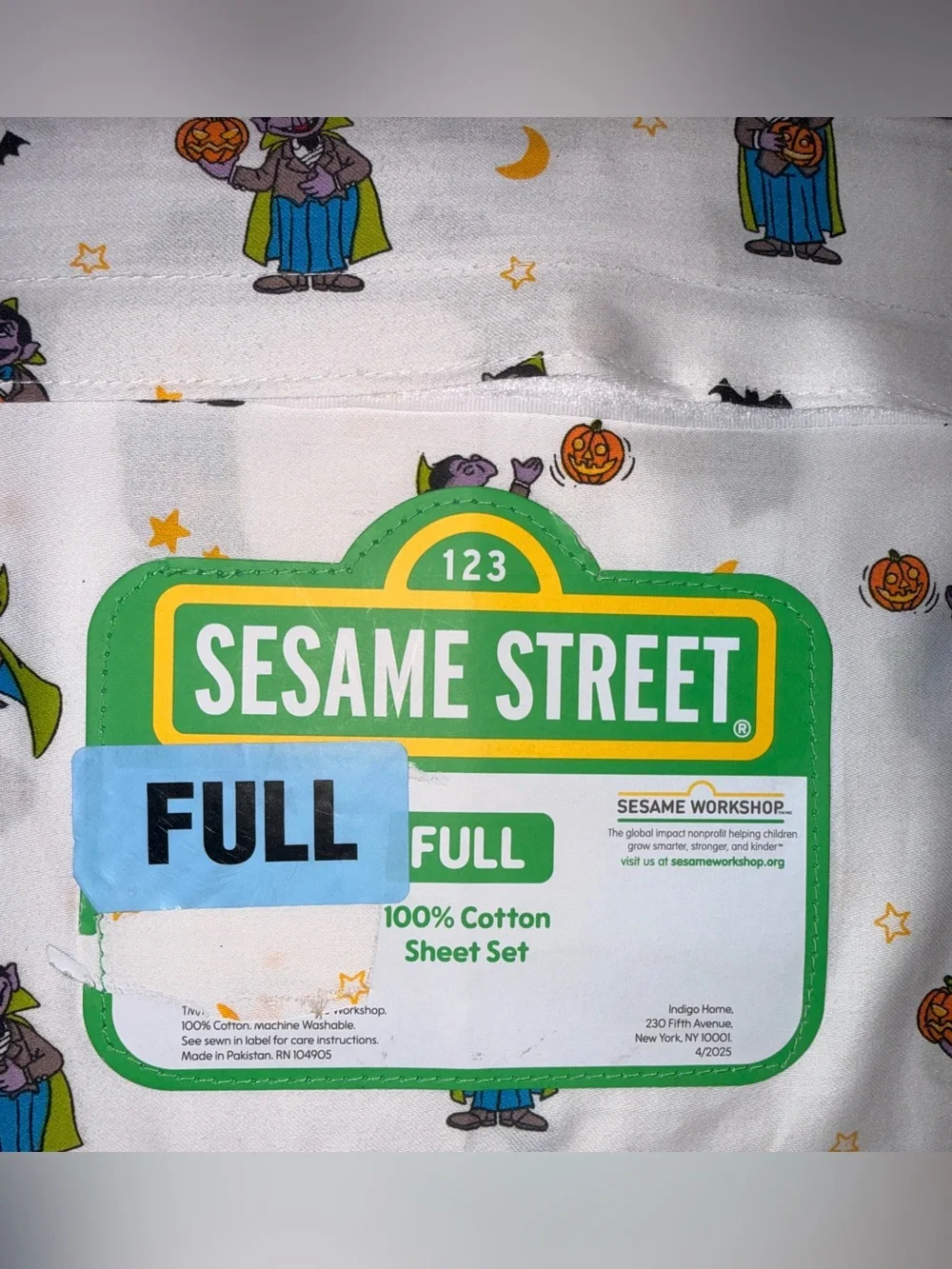 Sesame Street White Halloween Vampire Print Kids Sheet Set